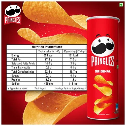 Pringles Original Potato Chips 107g - Classic Salted Crispy & Crunchy Snack  F/S